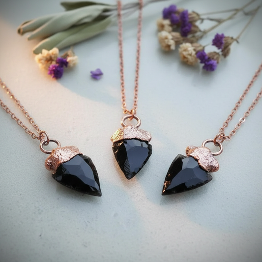 Obsidian Arrowhead Necklace Fanned Variation