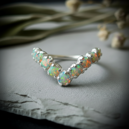 Opal chevron ring slate flatlay
