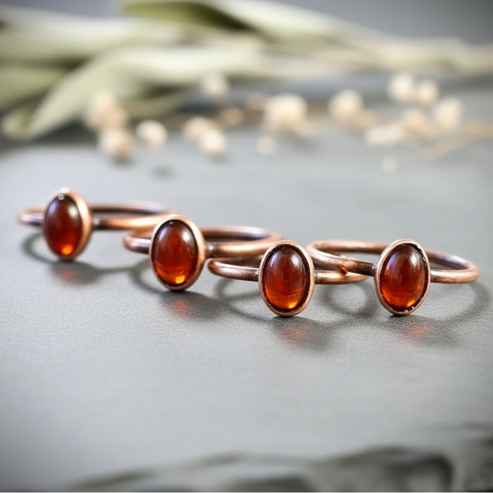 Oval Amber Rings Fan Shot