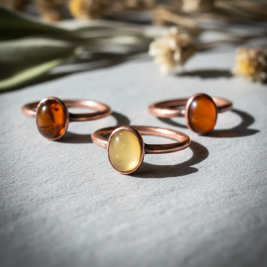 Oval Amber RTS Rings Color Variation