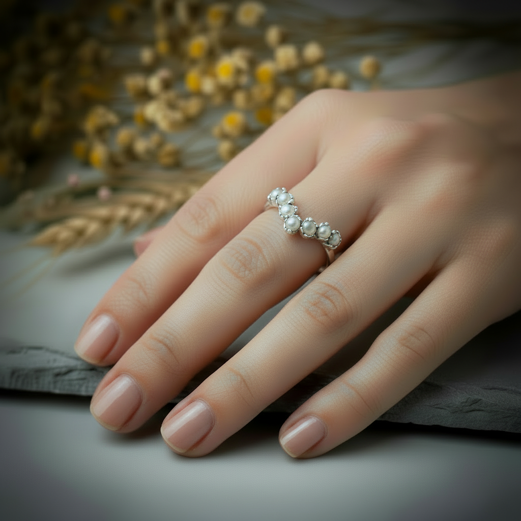 Pearl Chevron Silver - Hand