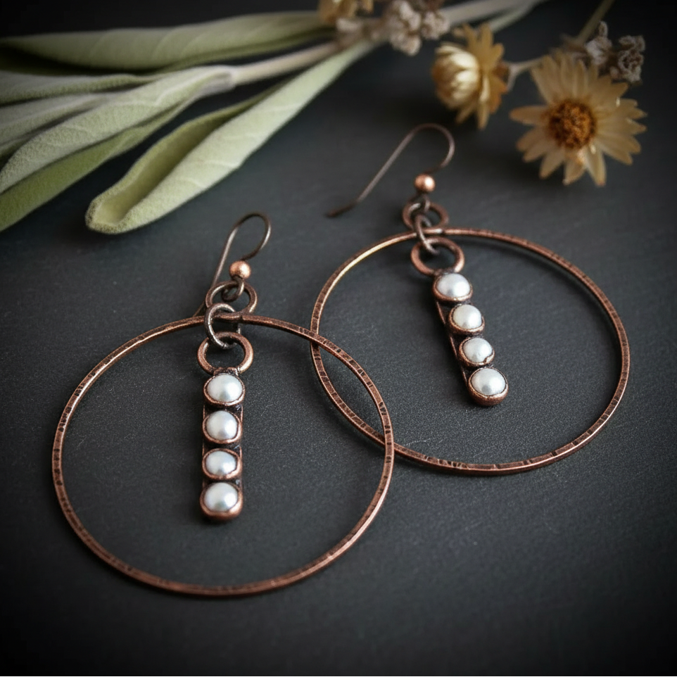 Pearl Hoop Earrings — Dark Charcoal Slate