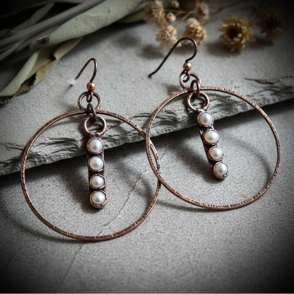 Pearl Hoop Earrings — Light Grey Slate