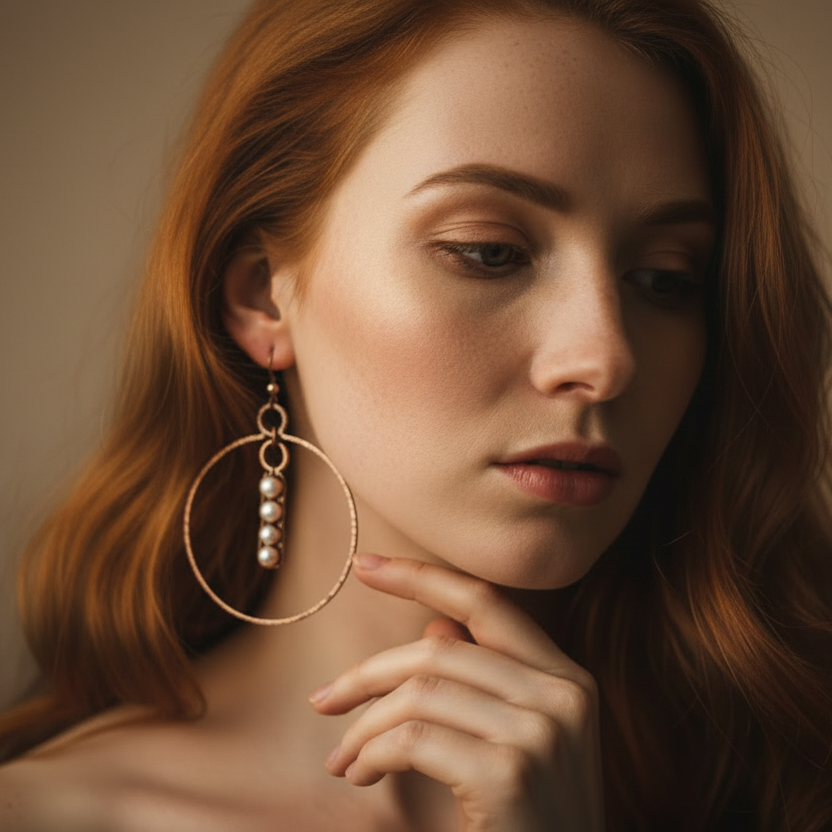 Pearl Hoop Earrings — Model Shot Revised