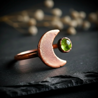 Peridot Moon Ring - Side