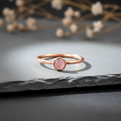Pink Stone Ring Bright Copper Slate