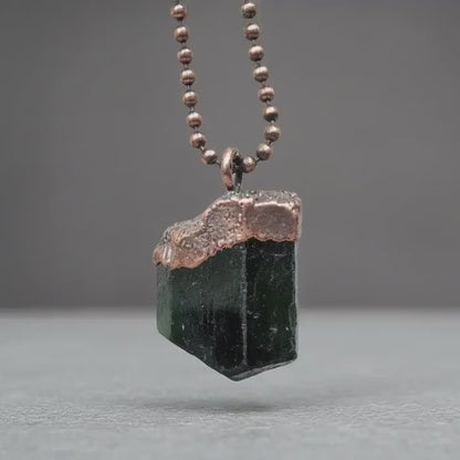 Raw Black Tourmaline Necklace: Electroformed Copper Pendant, Crystal Talisman