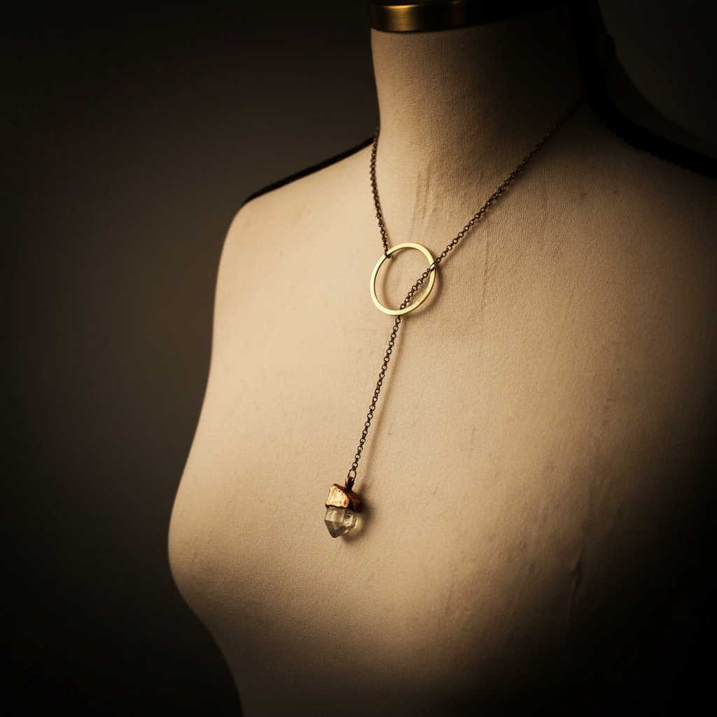 Quartz Lariat Long Length on Mannequin