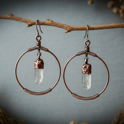 Quartz Point Hoop Earrings — Branch Scene