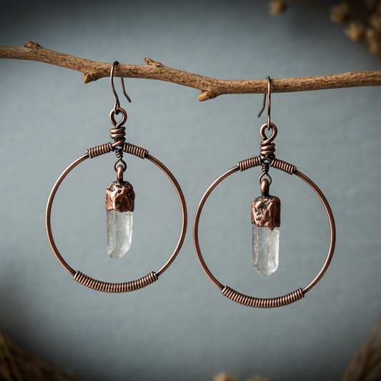 Quartz Point Hoop Earrings — Branch Scene