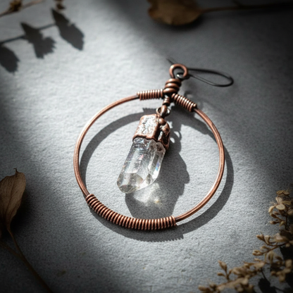 Quartz Point Hoop Earrings — Macro
