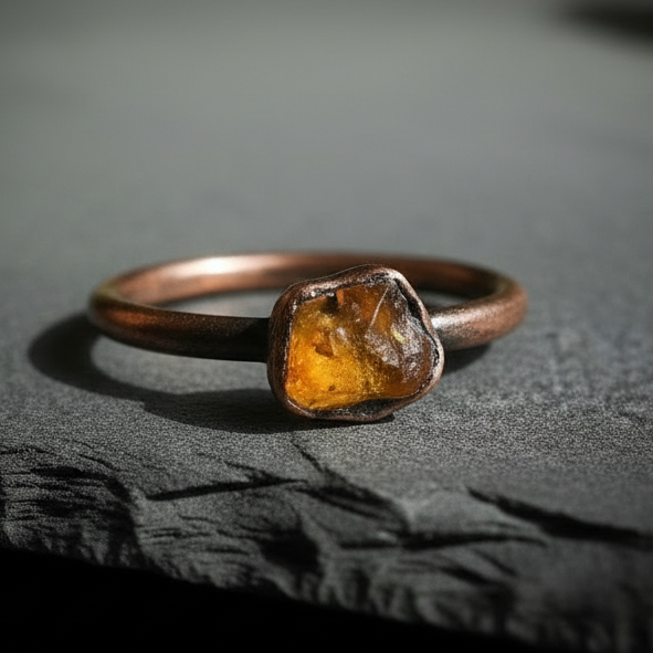 Raw Amber Ring Close-Up