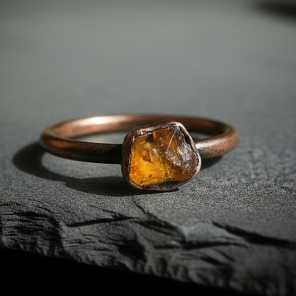 Raw Amber Ring Close-Up