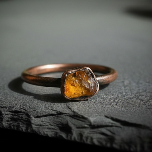 Raw Amber Ring Close-Up