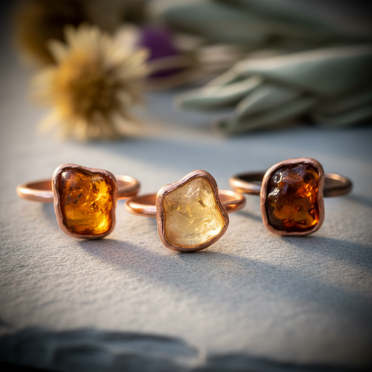 Raw Amber Ring Stone Variation Group