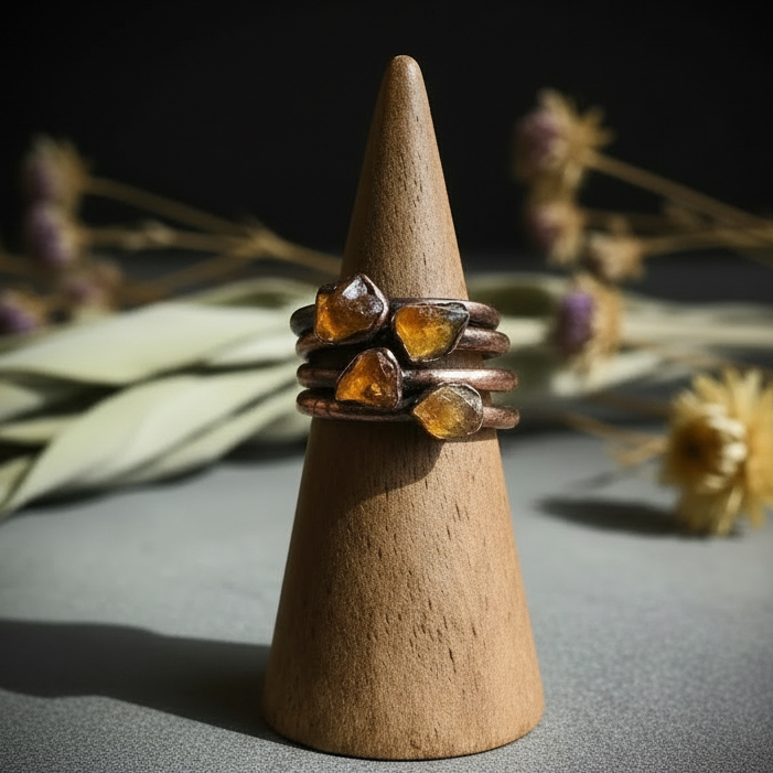 Raw Amber Rings on Cone