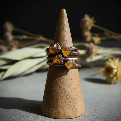 Raw Amber Rings on Cone