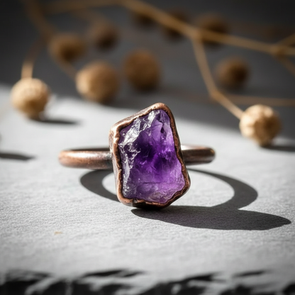 Raw Amethyst Antique Copper Close-Up