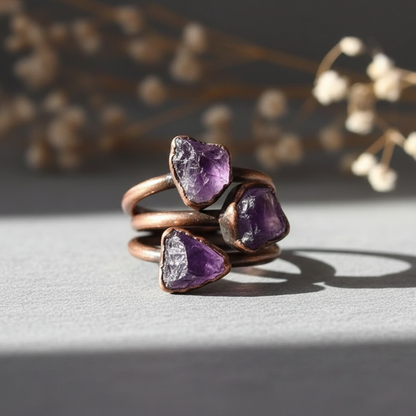 Raw Amethyst Antique Copper Stacked Slate
