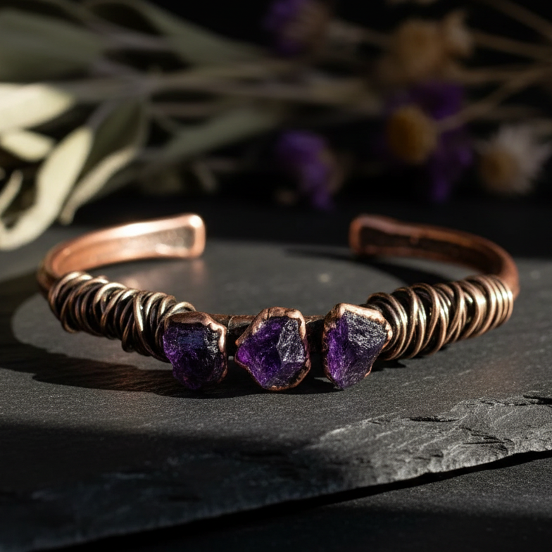 Raw Amethyst Cuff — Hero