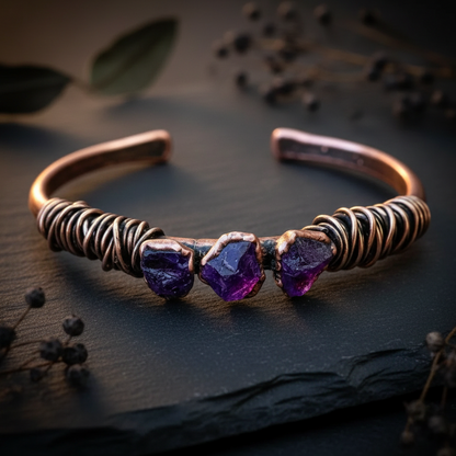 Raw Amethyst Cuff — Overhead