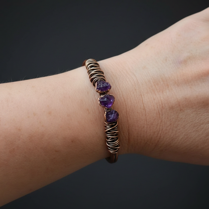 Raw Amethyst Cuff — Wrist