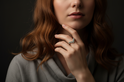 Raw Aquamarine Silver Chevron Ring - Model Shot Revised