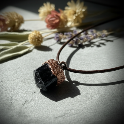 Raw Black Tourmaline Necklace Close-Up