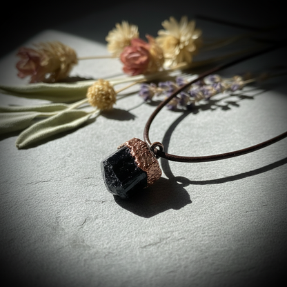 Raw Black Tourmaline Necklace Second Angle