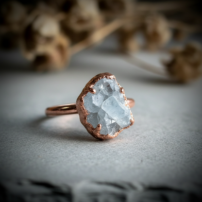 Raw Celestite Ring Close-Up