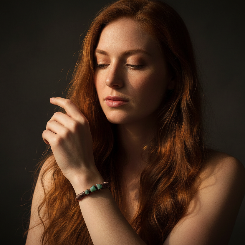 Raw Emerald Cuff — Model