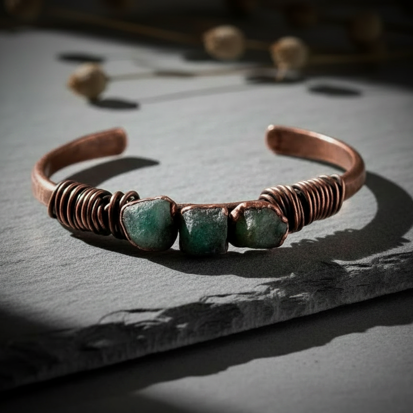 Raw Emerald Cuff — Overhead