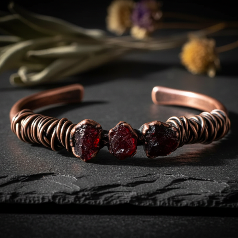 Raw Garnet Cuff — Hero