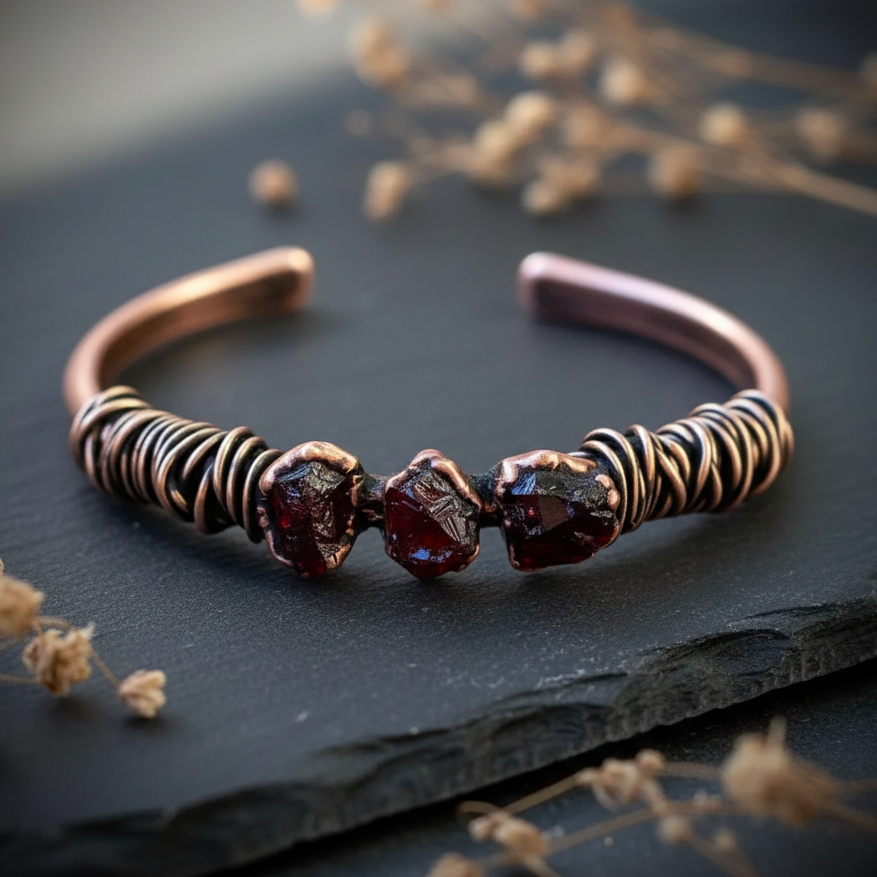 Raw Garnet Cuff — Overhead