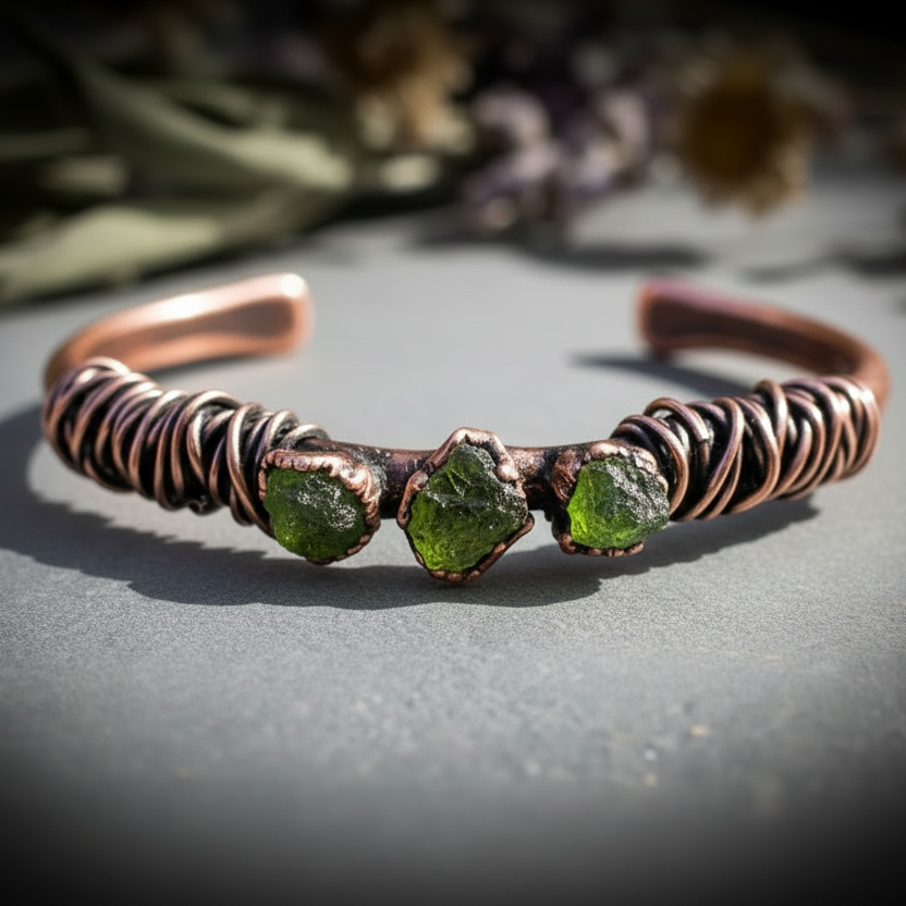 Raw Peridot Cuff — Blended