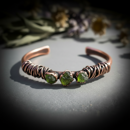 Raw Peridot Cuff — Overhead