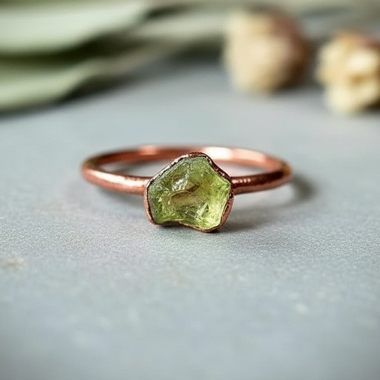 Raw Peridot Ring Second Angle