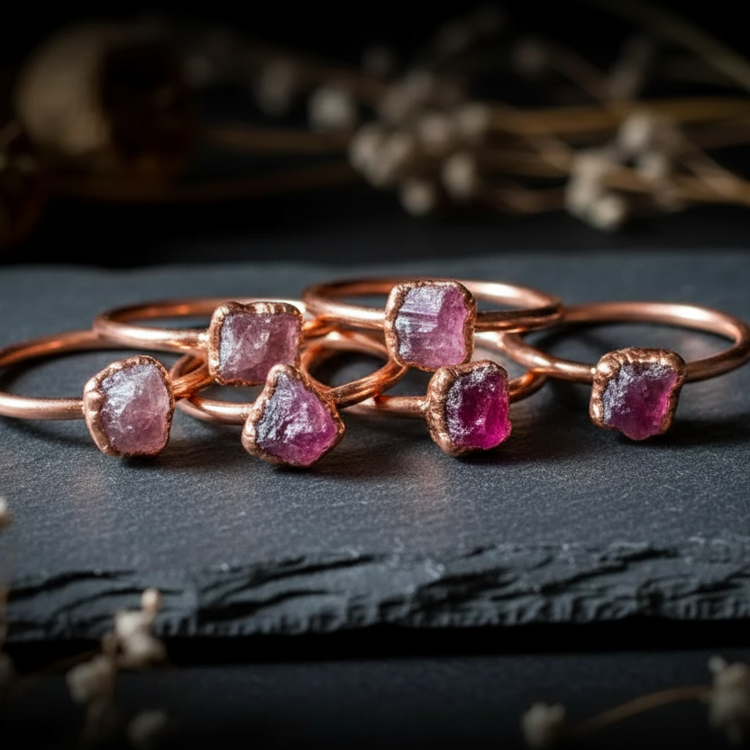 Raw Pink Tourmaline Ring — Stone Variation