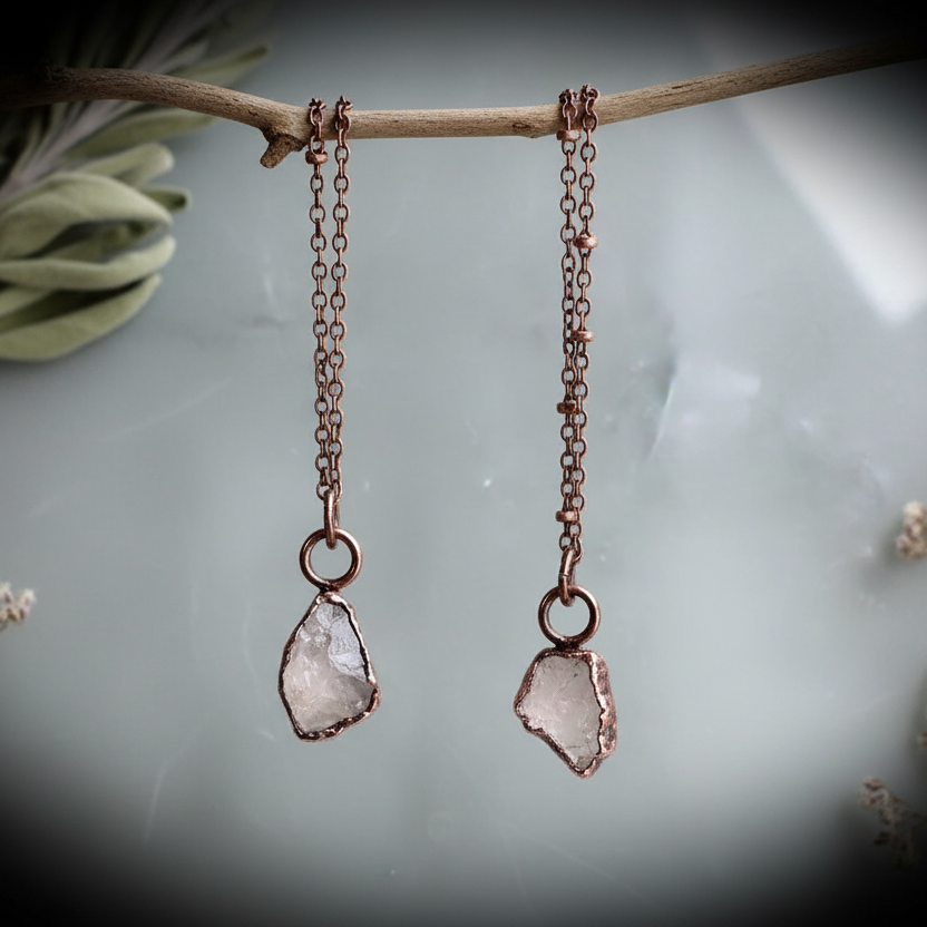 Raw Rose Quartz Necklace — Branch Scene