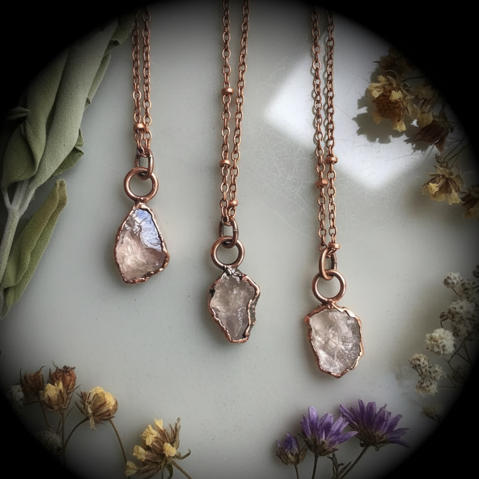 Raw Rose Quartz Necklace — Hero