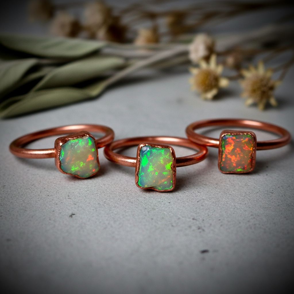 Raw Welo Opal Ring Cluster