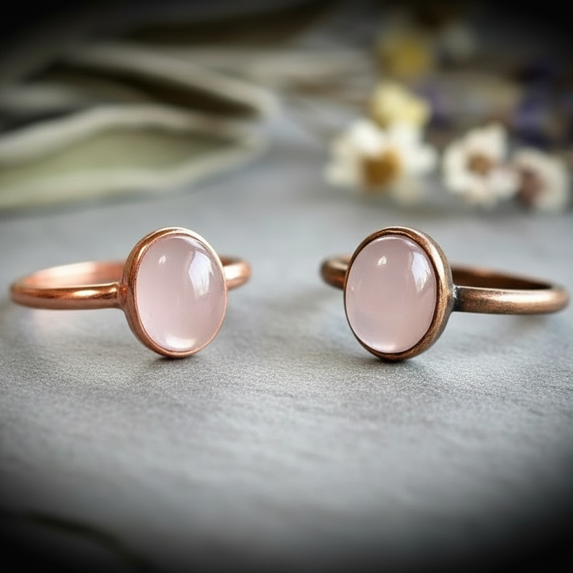 Rose Quartz Ring — Finish Comparison