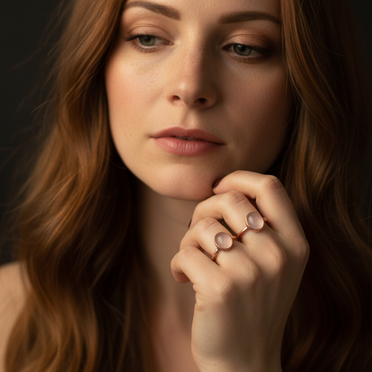 Rose Quartz Ring — Model Shot