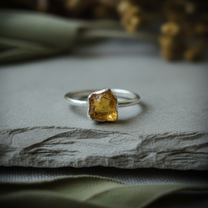 Single silver citrine ring hero