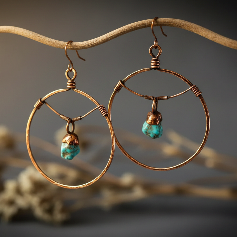 Sonoran Turquoise Hoop Earrings — Branch Scene