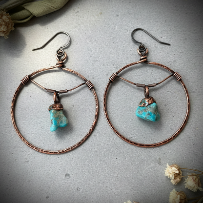 Sonoran Turquoise Hoop Earrings — Hero Flat Lay