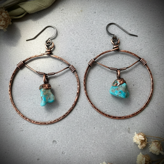 Sonoran Turquoise Hoop Earrings — Hero Flat Lay