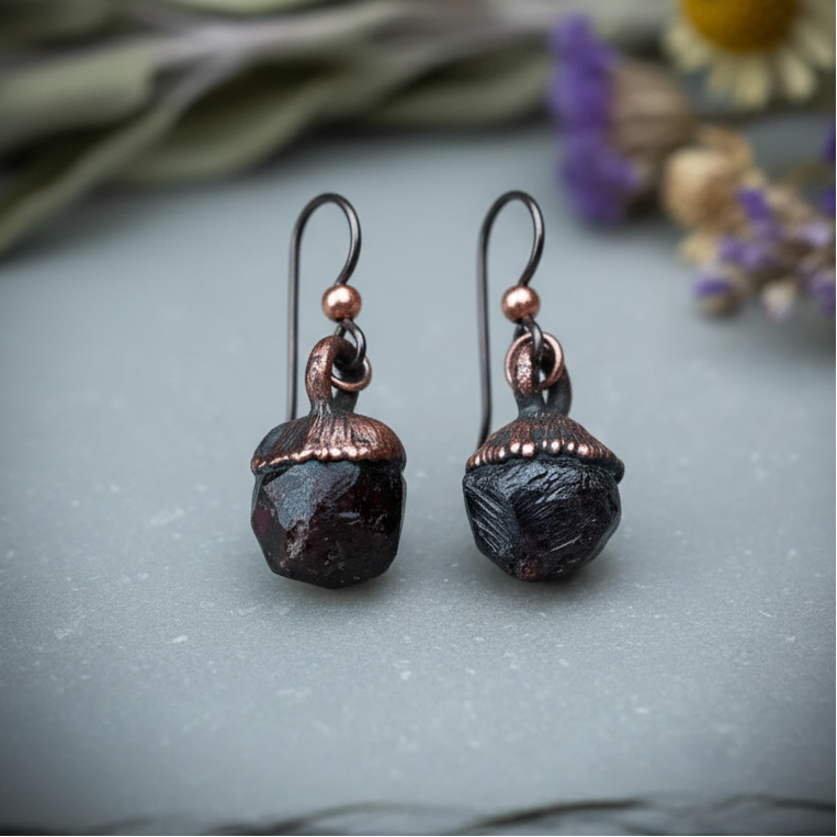Spessartine Garnet Earrings — Slate Product Shot