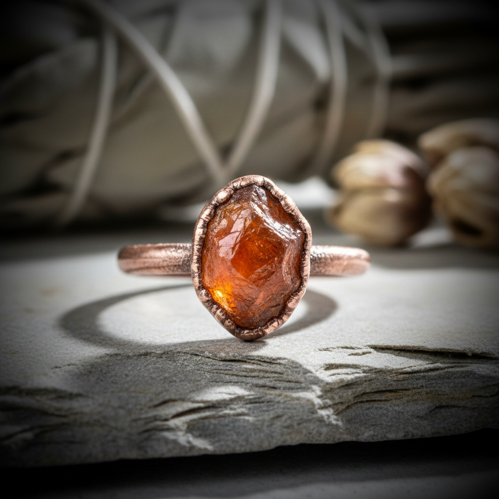 Spessartine Garnet Ring Close-up