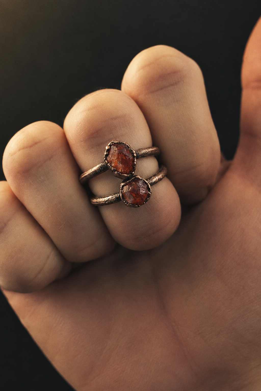 Spessartine garnet ring with corrected, natural stone color